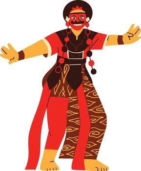 Javanese Woman Creating Batik Pattern Using Canting In Kesenian Jawa Illustration vector