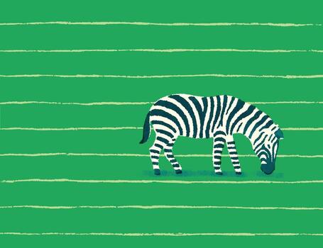 cebra pasto en a rayas verde campo en juguetón modelo ilustración vector