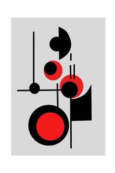 Bold abstract design featuring red and black geometric shapes on a gray background. A modern, balanced composition ideal for posters, prints, and digital art. vector