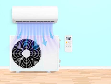 Air conditioning unit with remote control vector