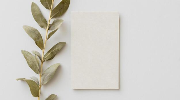 Elegant boho invitation card mockup with textured design and greenery element photo