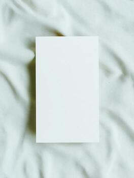 Elegant boho invitation mockup on soft fabric background for creative design projects photo