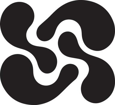 resumen negro orgánico gota formas entrelazados en simétrico arremolinándose modelo vector