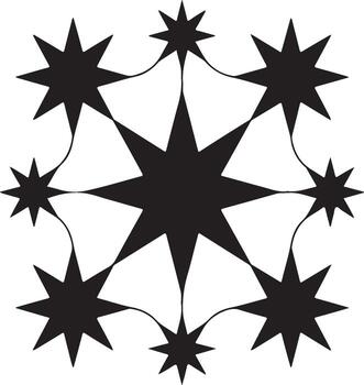 Intricate Black Starburst Pattern with Connecting Lines on White Background vector