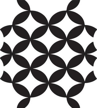 Geometric Black and White Interlocking Petal Pattern Abstract Textile Design vector