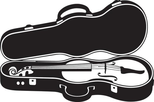 Classic violin resting open in its protective hard case isolated on white background vector