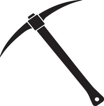 Black silhouette of a mining pickaxe tool isolated on white background vector