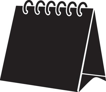 Black silhouette of a blank desktop calendar with spiral binding isolated on white background vector