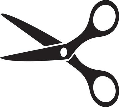 Black silhouette of open scissors isolated on a clean white background isolated on white background vector