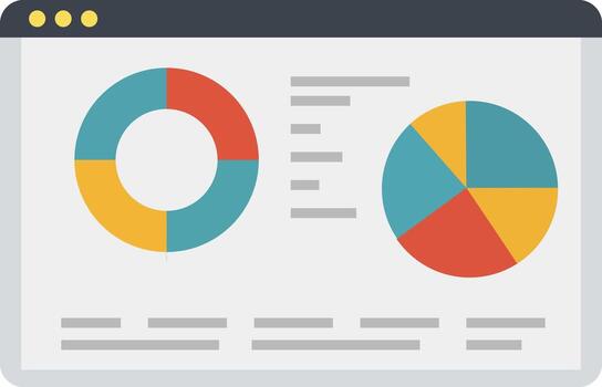 Dashboard Interface with Pie and Donut Charts Flat Illustration vector