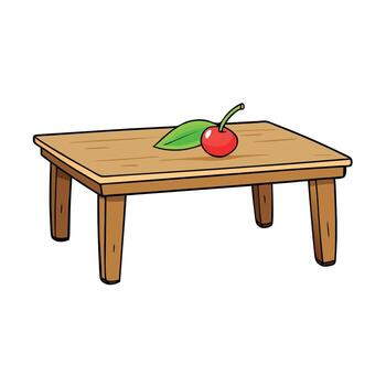 Old wooden table with sour cherry leaf providing attractive backdrop for space image Icons vector