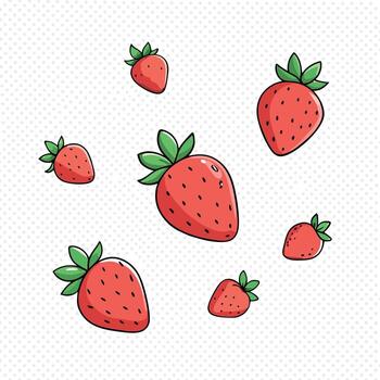 fresas son dispersado flotante en el aire en un transparente antecedentes fresa antecedentes íconos vector