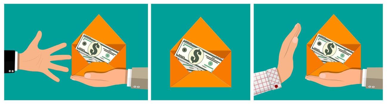 Concept of bribery, corruption, or honesty. vector