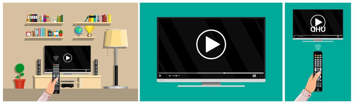 TV remote control with streaming options vector