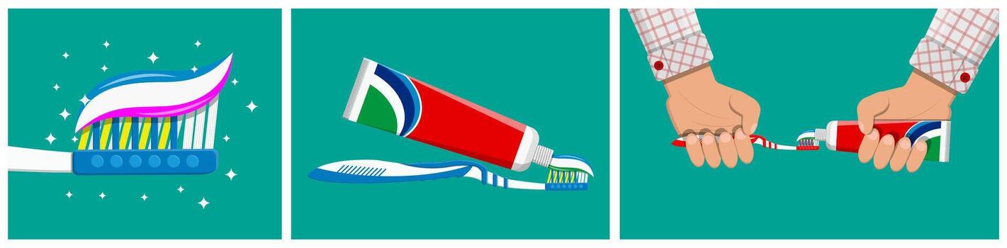 Toothbrush and toothpaste application vector