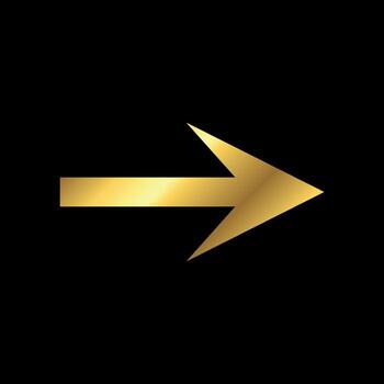Pointer Right Gold Color Arrow Icon Template vector