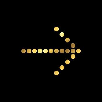 Dots Simple Line Right Gold Color Arrow Icon Template vector