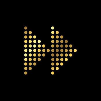 Dots Two Triangle Gold Color Arrow Icon Template vector