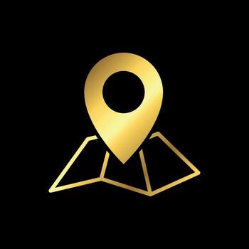Simple Modern Paper Gold Map Point Location, Pin Locator Icon Template vector