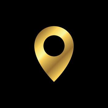Simple Glyph Style Gold Map Point Location, Pin Locator Icon Template vector