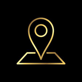 Line Art Style Modern Gold Map Point Location, Pin Locator Icon Template vector