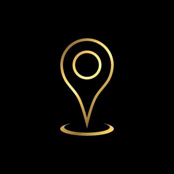 Line Gold Map Point Location, Pin Locator Icon Template vector