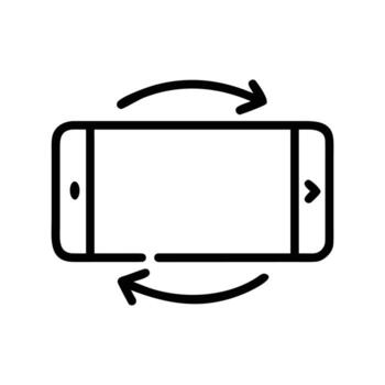 Outline of a smartphone in landscape mode with rotation arrows on top and bottom vector