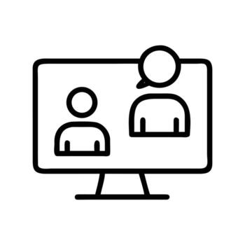 Two abstract people are connecting on the computer screen with transparent background vector