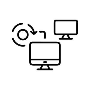circular flecha muestra datos transferir Entre ordenadores en un sencillo icono en transparente antecedentes vector