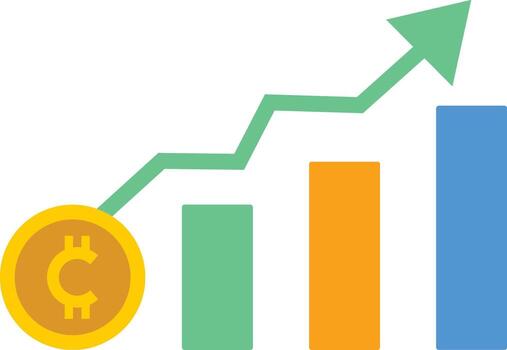 blockchain graph with a coin and a dollar sign vector