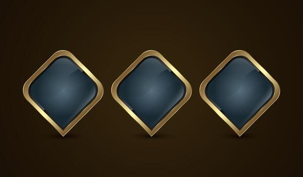 Collection of Special shapes in Luxury gold and premium elements for banner, Button, symbol. Groups of three elegants for High level button vector