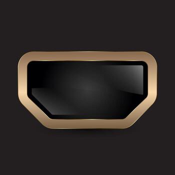 lujo especial forma bandera, botón, símbolo con un pulcro redondeado bordes, presentando un lustroso negro centrar ese refleja ligero botón vector