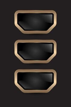 Collection of Luxury special shape banners, Buttons, Symbols with A sleek rounded edges, featuring a glossy black center that reflects light button design vector