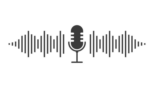 Podcast icon audio voice record, music wave. Microphone symbol, talk, speech. Voice record symbol button or audio call. Retro simple icon. vector