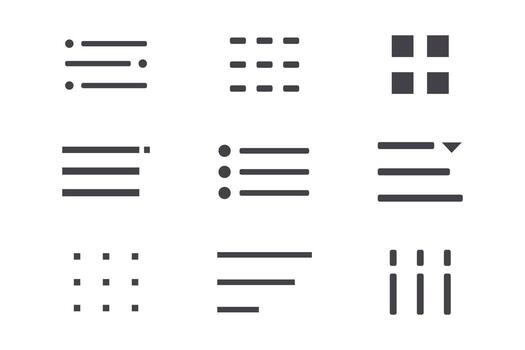 Website icon navigation button. Hamburger menu line icon set Hamburger interface menu, minimal ui popup burger. Template navigation dropdown button web symbol. Interface design element vector