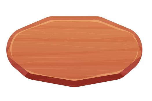 Wood sign, banner, wooden empty plank in cartoon style isolated on white background. Game asset, ui element. Textured material, frame for massage, decoration. vector