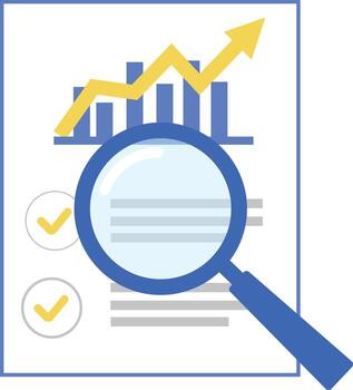 Data Report with Magnifying Glass vector