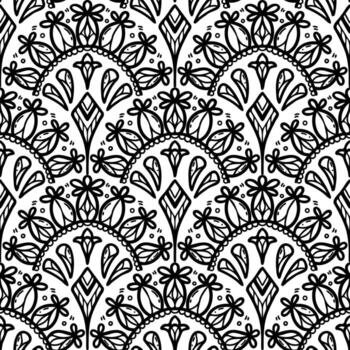 line scribble scallop repeat pattern vector