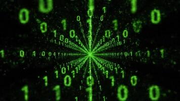 binair code gegevens tunnel - digitaal Matrix effect 4k animatie video