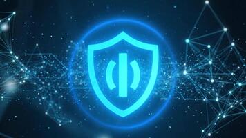 la cyber-sécurité bouclier icône avec réseau Contexte 4k animation video