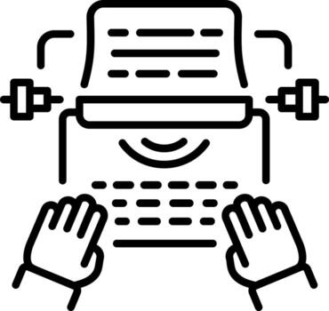 A linear style icon representing typewriter vector