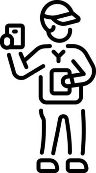 An outline style icon depicting logistic call vector