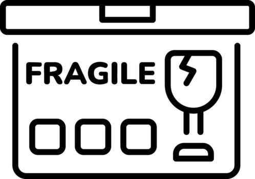 An outline style icon depicting fragile item vector
