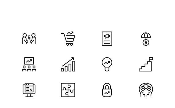 Growth Hack Line Icon Collection withDigital Growth Minimal Icons vector