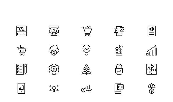 Growth Hack Line Icon Collection with Modern Outline Linear Style Icons for Business Development, Startup Growth, Marketing Strategy, Funnel, and Strategy Symbols vector