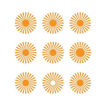 sun icon design concept template set collection vector