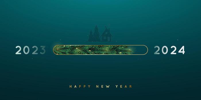 Loading bar from 2023 to 2024 on green background vector
