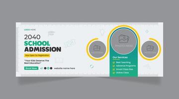 School admission facebook cover post design horizontal timeline header vector