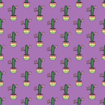 sin costura modelo con cactus garabatear para decorativo imprimir, envase papel, saludo tarjetas y tela sencillo bosquejo vector