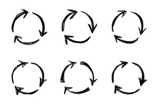 environment pollution Set of hand drawn recycle arrow icon Recycling resources symbol Reuse of materials, zero waste, green environment, saving the planet vector